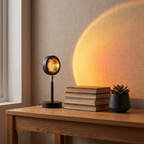 Solene on an oak desk beside books