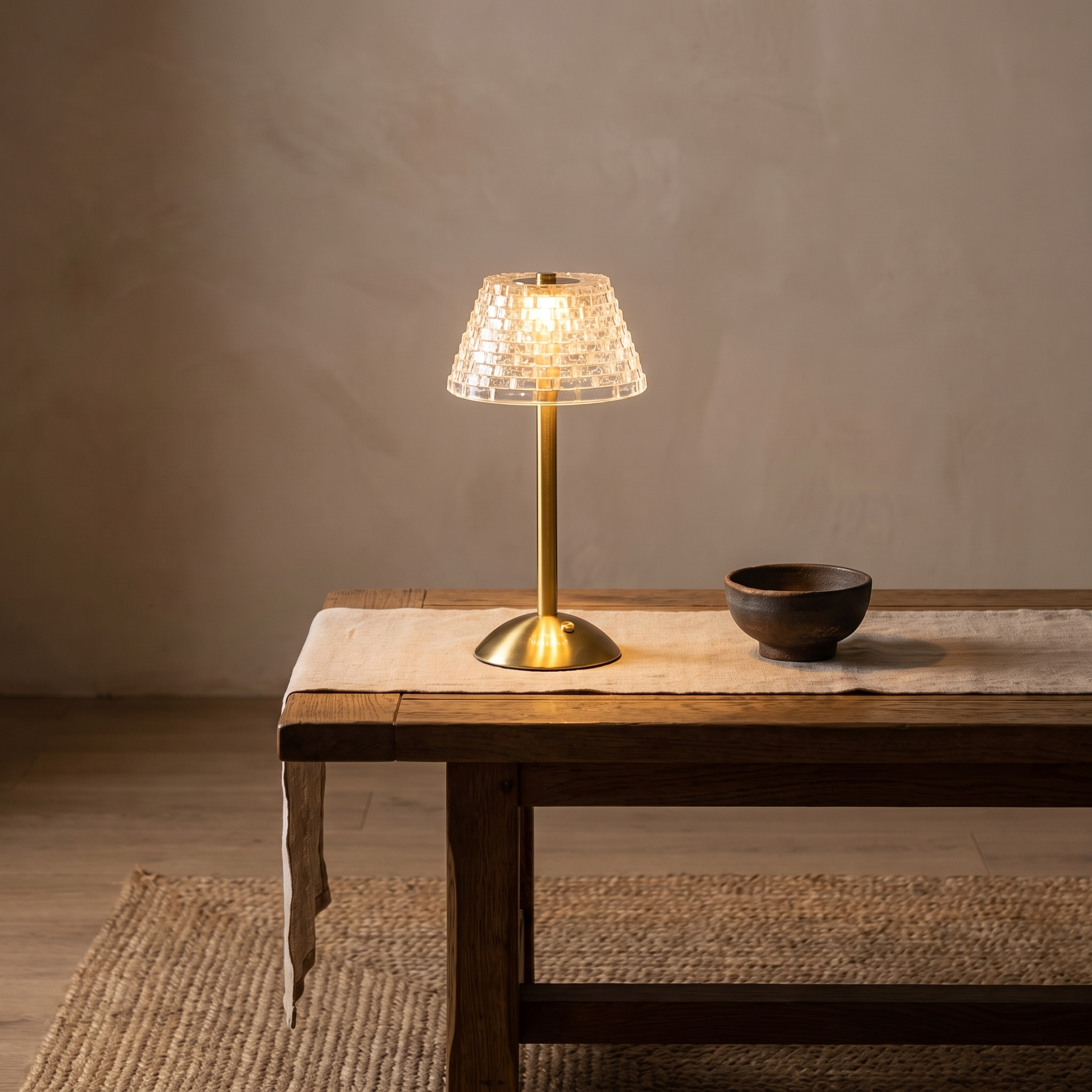 Restfield lamp on a hallway console table