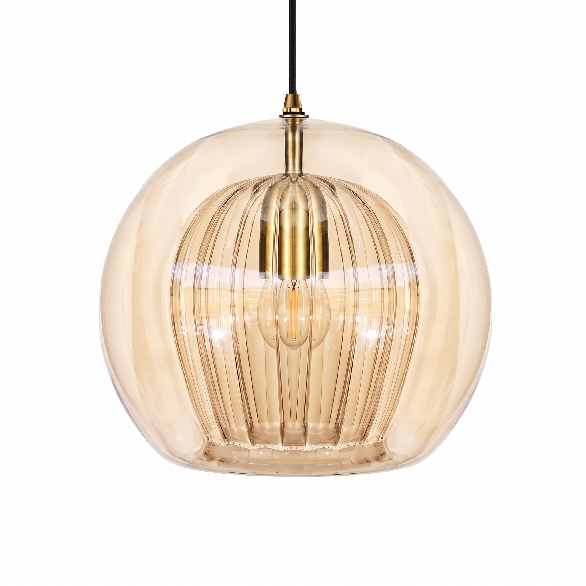 Orbel glass globe pendant light in amber glass