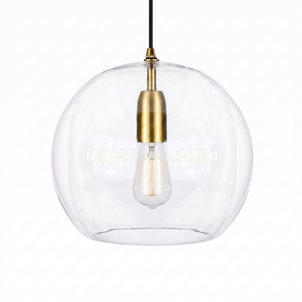 Orbel glass globe pendant light in clear glass
